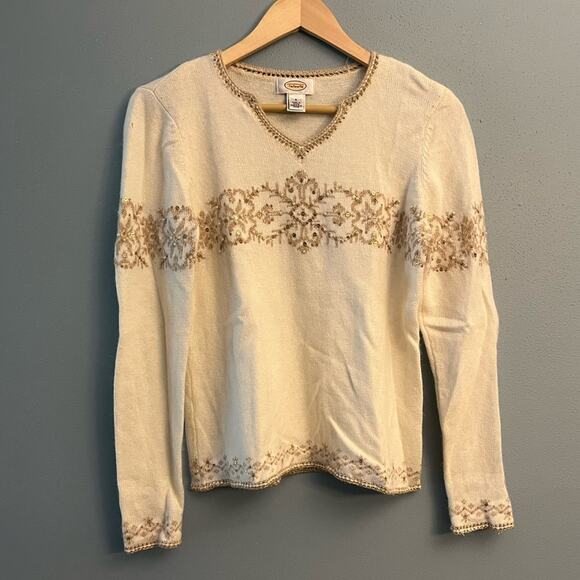 Talbots Beaded Snowflake Sweater - Picture 1 of 4